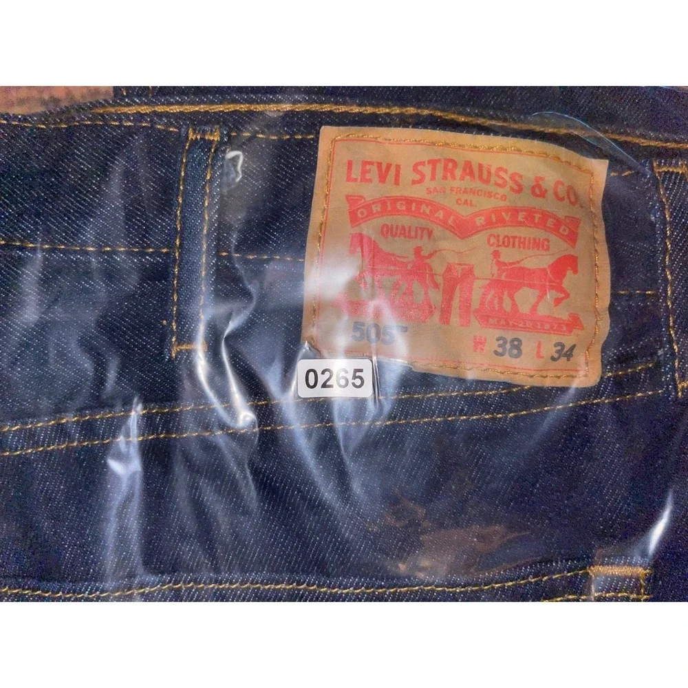Levis 505 Jeans Mens 38x34 Blue Regular Straight Mid Rise Dark Wash